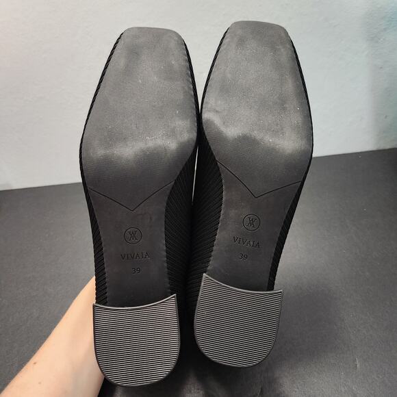 VIVAIA Melody Square Toe Heels 39/8 Black Career Office Business Girlboss - Picture 6 of 8
